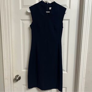 MM Lafleur Navy Midi Dress Mock Neck Sleeveless
